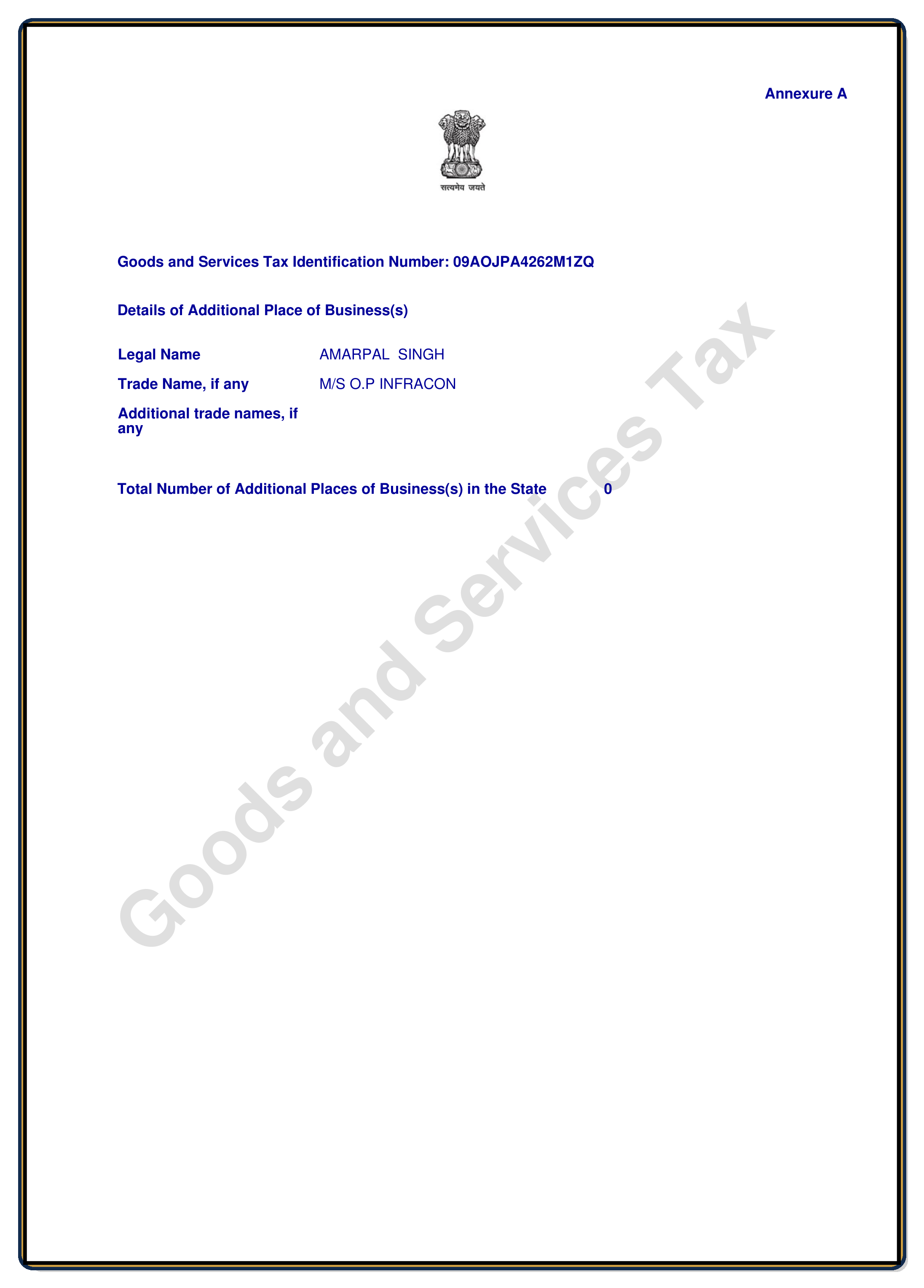 GST Certificate - Page 2